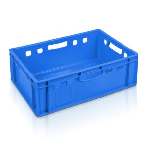 Stackable Plastic Crate Box Blue 39lt 60x40x20cm 2129 E2