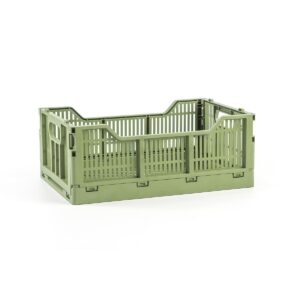 Folding plastic box green for home 6lt 30x20x11.5cm 3211