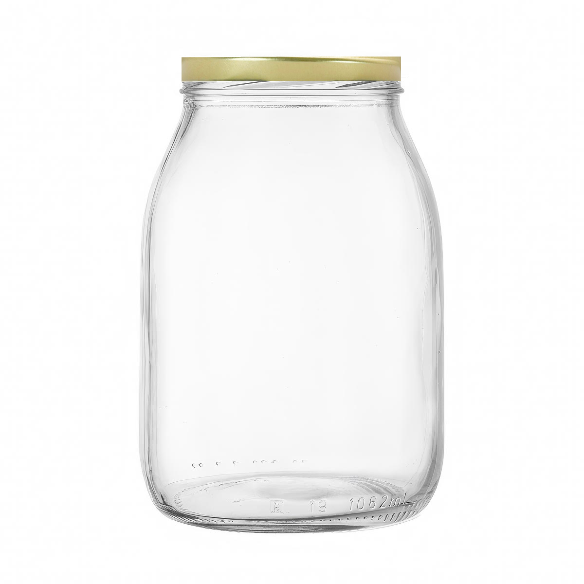 Glass jar Vaso CEE STD 1062ml with gold twist-off cap T-82