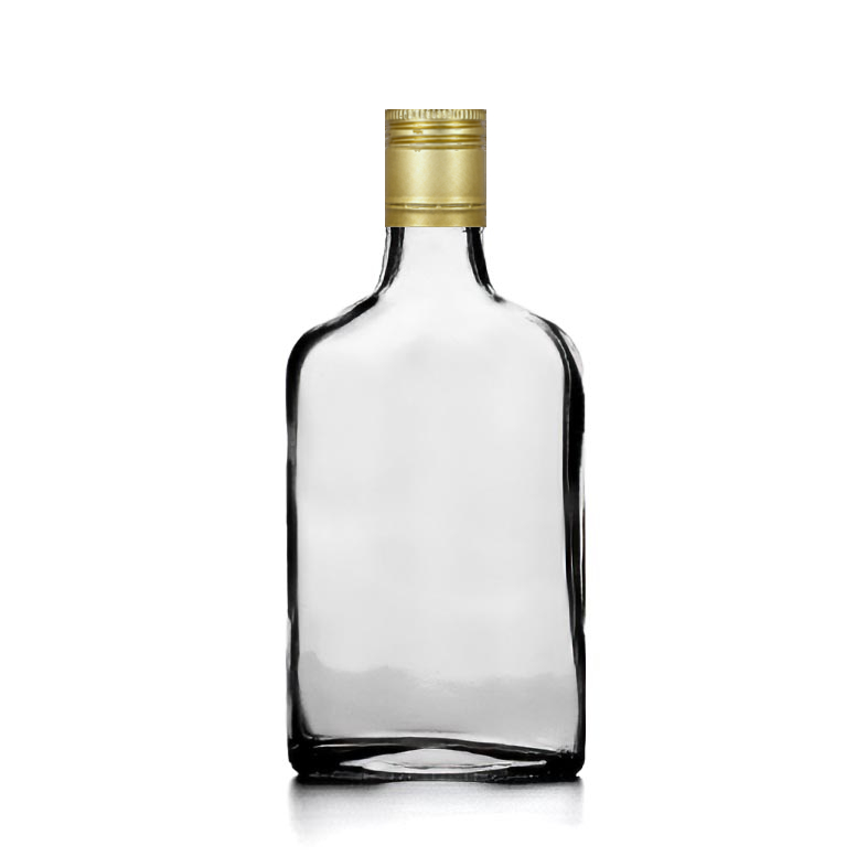 Bottle Flask White 200ml with gold screw cap 30x35mm