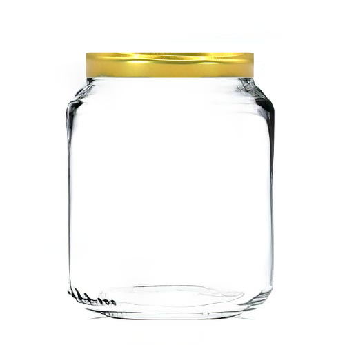 Glass jar Vaso Miele Liscio 396ml with gold twist-off cap T-70