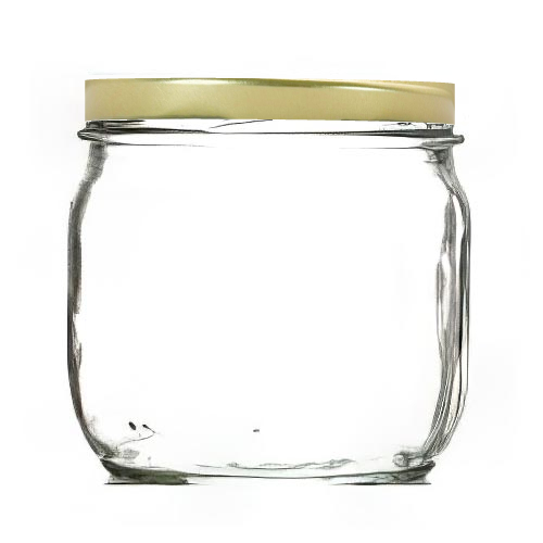Glass jar Vaso Basso 370ml with gold twist-off cap T-82
