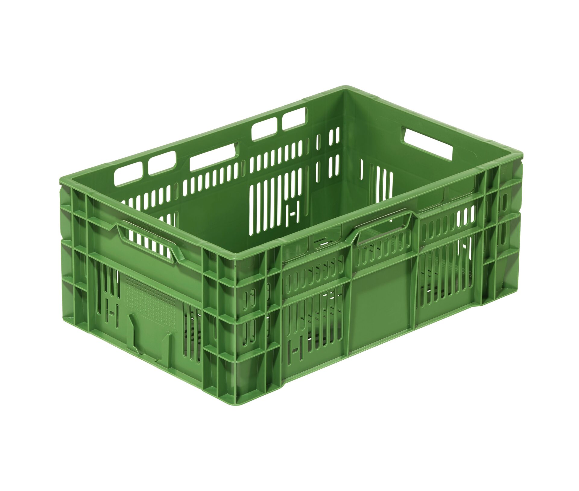 Agricultural High Vegetable Crate 60x40x24cm GREEN - Image 1